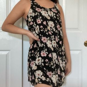 F21 floral lace up back shift dress